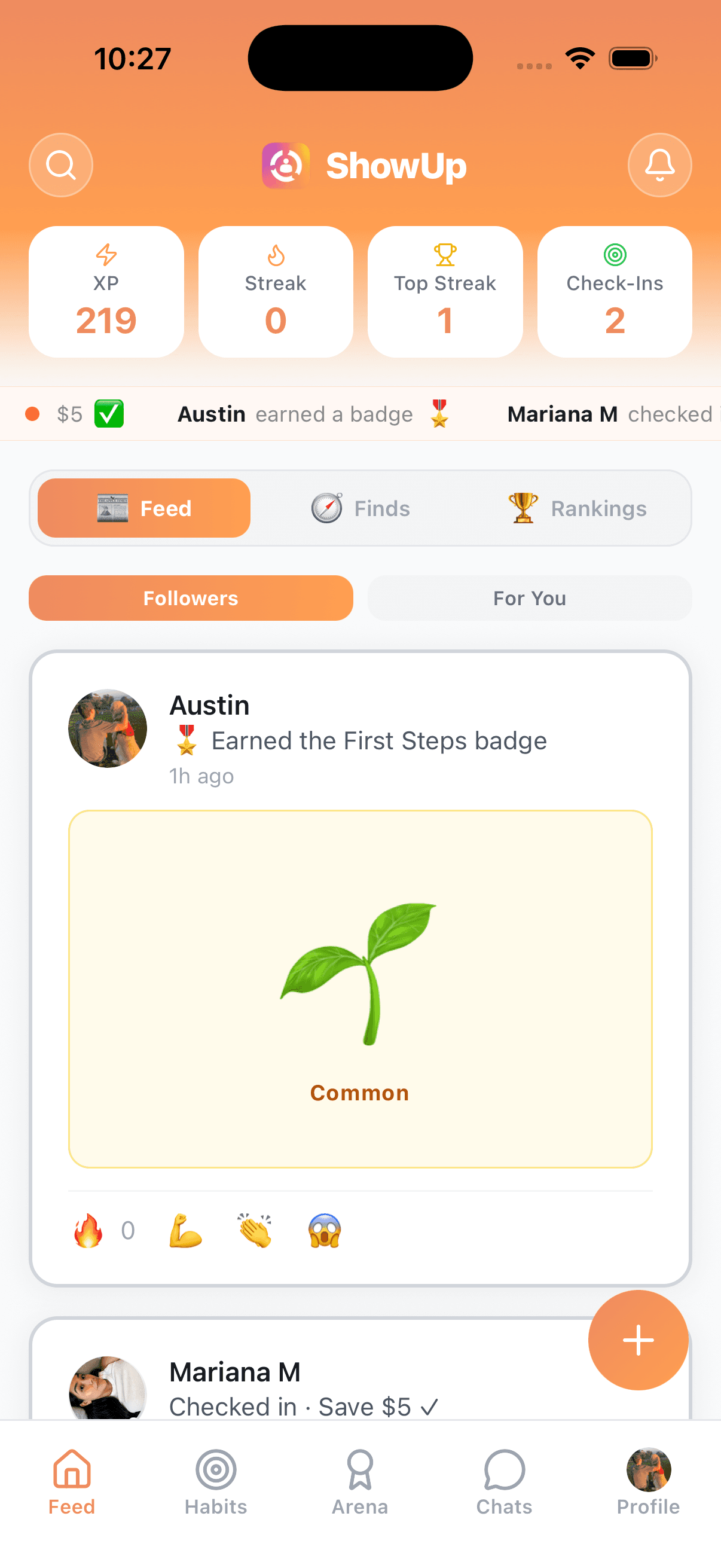 ShowUp partner screen