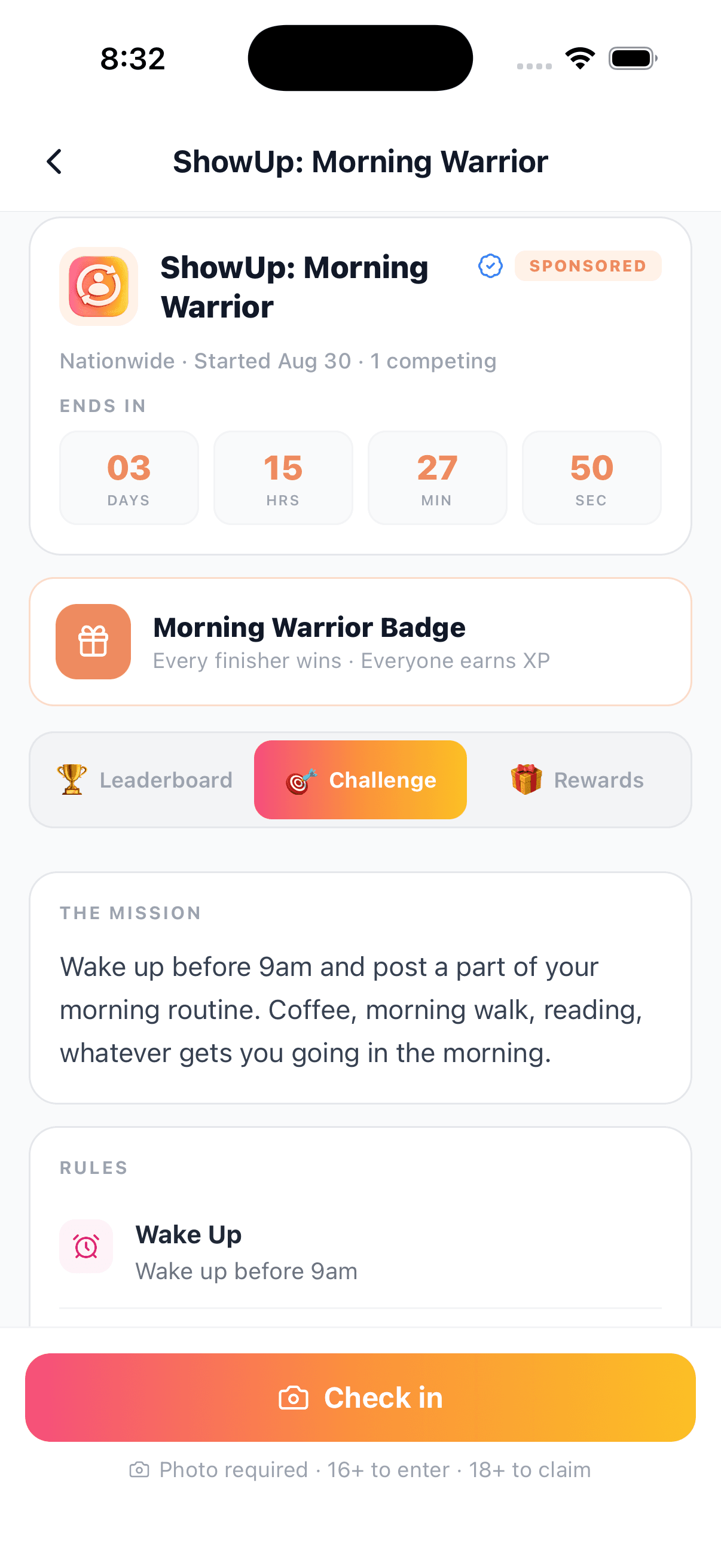Rules for a specific ShowUp Arena challenge