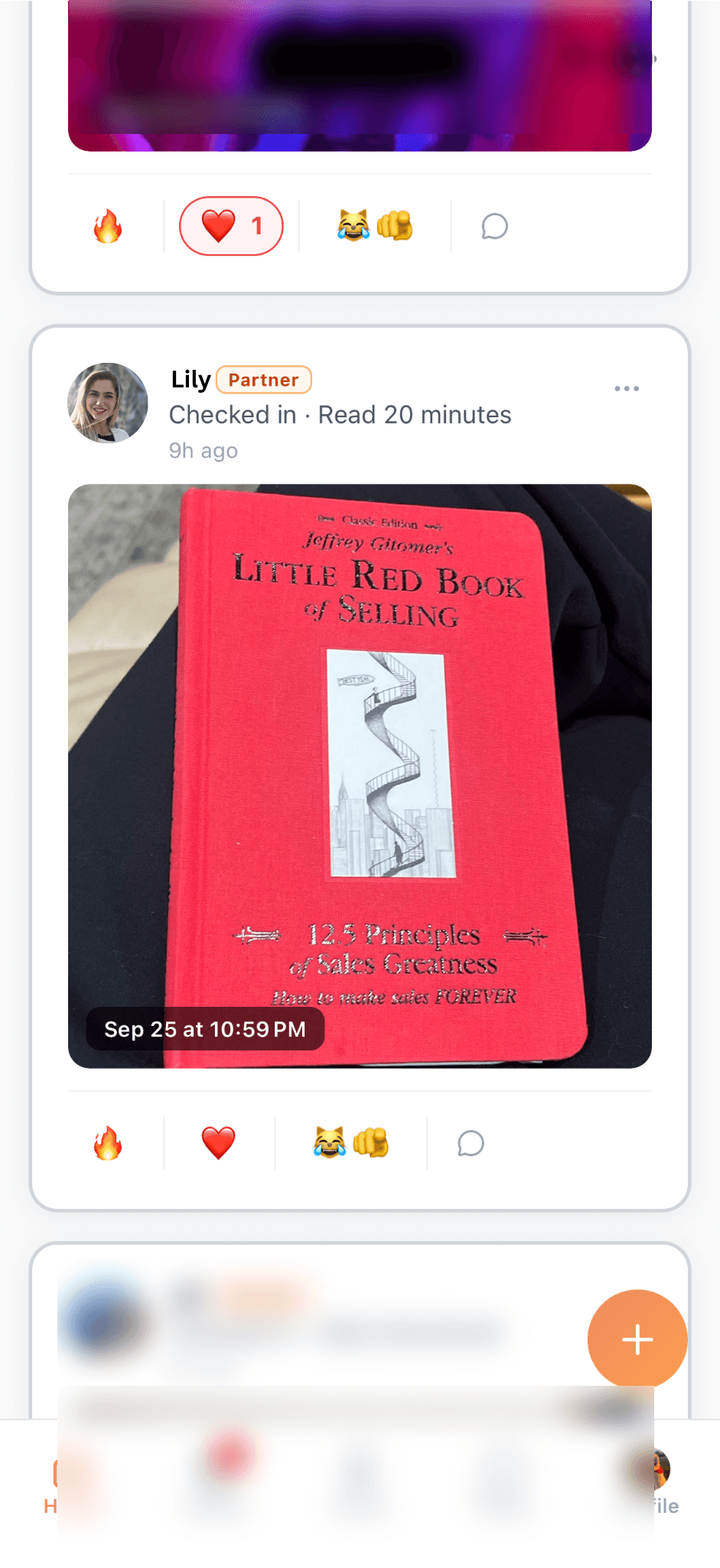 ShowUp reading habit with its goal, streak, and check-in status